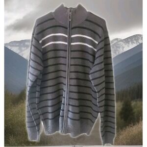 True Rock Cardigan Sweater Mens 2XL Full Zip Relaxed Fit Knit Gray Long Sleeve